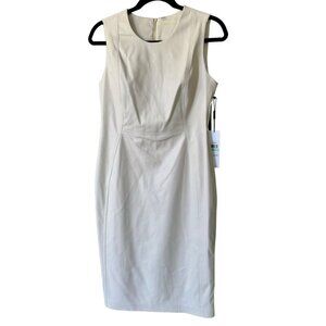 Calvin Klein Cream Faux Leather Dress | NWT Elegant Minimalist | Work Cocktail